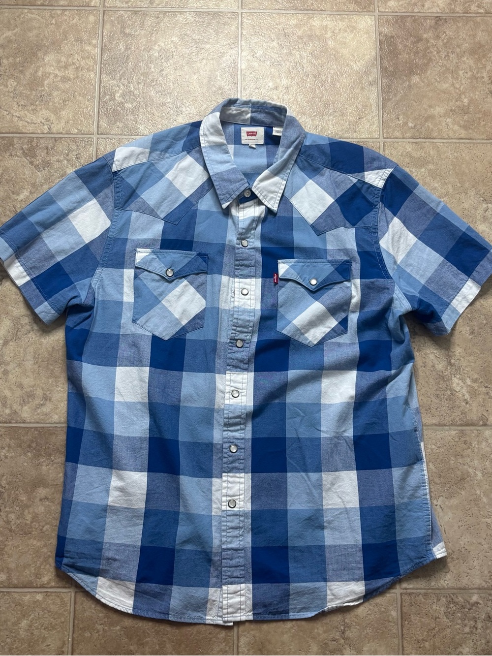 Levi's Blue Multi-Check Short-Sleeve Button-Down Shirt